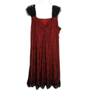Women's Red With Black Lace Dress Size XXL